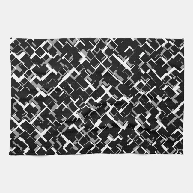 Digital Camo Black White Gray Pattern Towel (Horizontal)