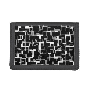 Digital Camo Black White Gray Pattern Trifold Wallet