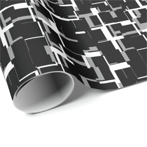 Digital Camo Black White Grey Gray Pattern  Wrapping Paper