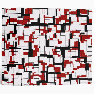 Digital Camo Black White Red Pattern 3 Ring Binder