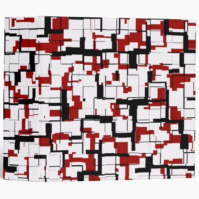 Digital Camo Black White Red Pattern 3 Ring Binder (Front/Spine)