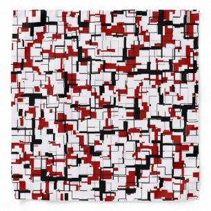Digital Camo Black White Red Pattern Bandana