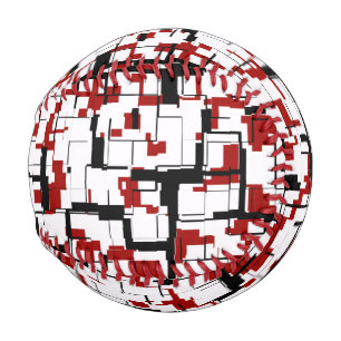Digital Camo Black White Red Pattern Baseball