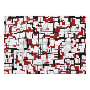 Digital Camo Black White Red Pattern Light Switch Cover