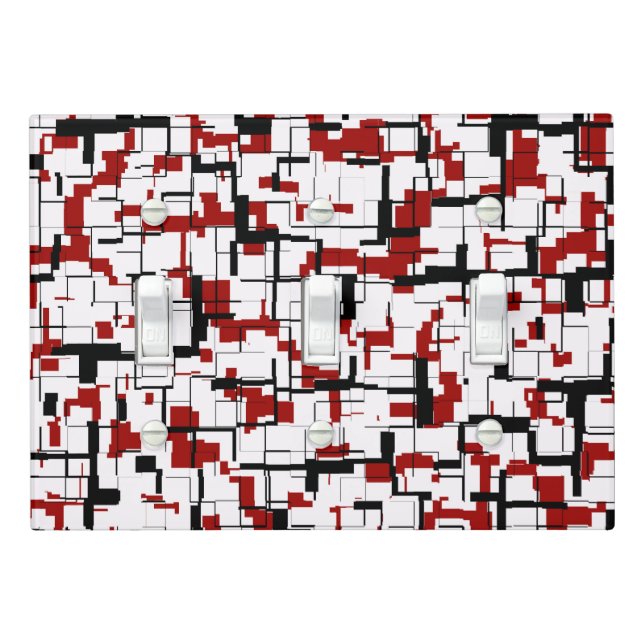 Digital Camo Black White Red Pattern Light Switch Cover (In Situ)