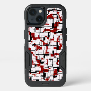 Digital Camo Black White Red Pattern iPhone 13 Case