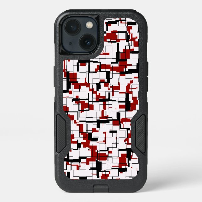 Digital Camo Black White Red Pattern Otterbox iPhone Case (Back)