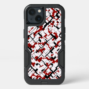 Digital Camo Black White Red Pattern iPhone 13 Case