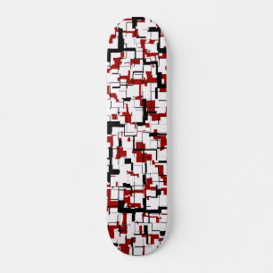 Digital Camo Black White Red Pattern Skateboard