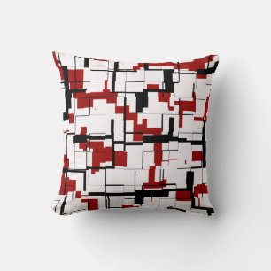 Digital Camo Black White Red Pattern Throw Pillow