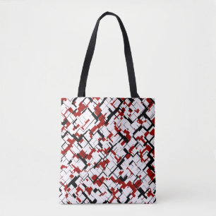 Digital Camo Black White Red Pattern Tote Bag