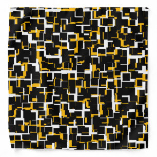 Digital Camo Black White Yellow Pattern Bandana