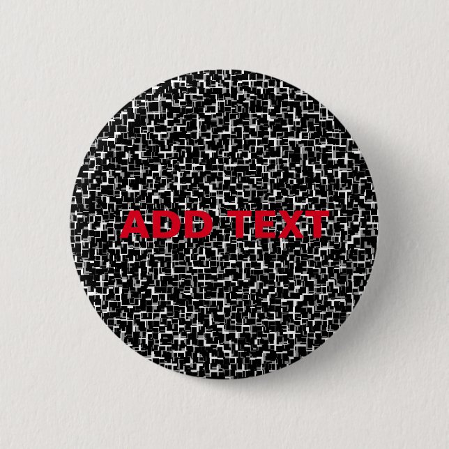 Digital Camo Black White Yellow Pattern Button (Front)