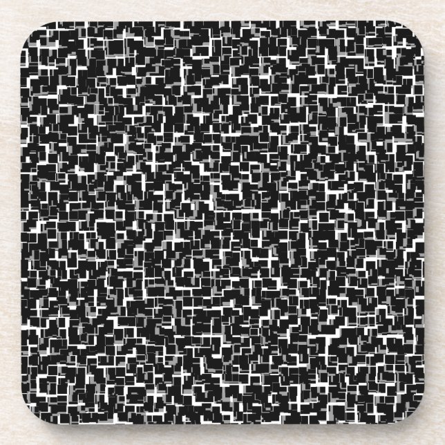 Digital Camo Black White Yellow Pattern Coaster (Front)