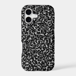 Digital Camo Black White Yellow Pattern iPhone 17 Case