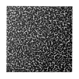 Digital Camo Black White Yellow Pattern Tile