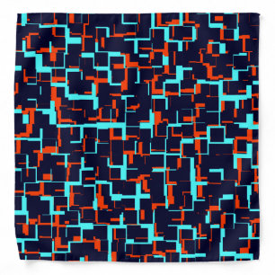 Digital Camo Blue and Orange Pattern Bandana