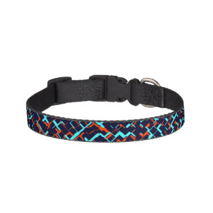 Digital Camo Blue and Orange Pattern Pet Collar