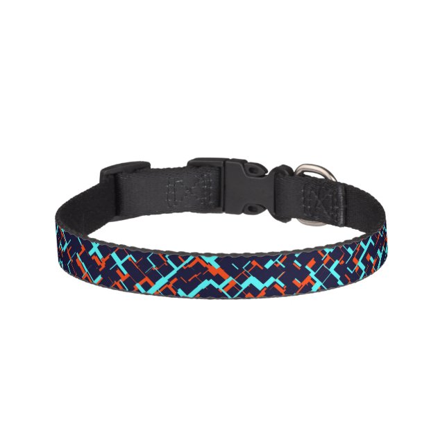 Digital Camo Blue and Orange Pattern  Pet Collar (Front)