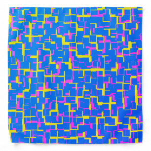 Digital Camo Blue Yellow Pink Pattern  Bandana