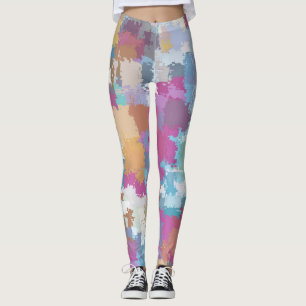 Digital Camo Blue Yellow Pink Pattern Leggings