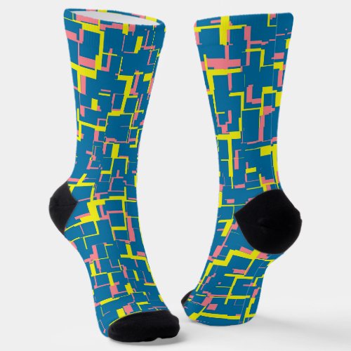 Digital Camo Blue Yellow Pink Pattern Socks