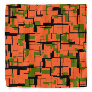 Digital Camo Green Orange Black Pattern Bandana