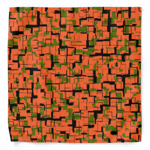 Digital Camo Green Orange Black Pattern Bandana