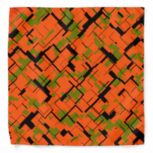 Digital Camo Green Orange Black Pattern Bandana