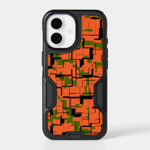Digital Camo Green Orange Black Pattern iPhone 17 Case