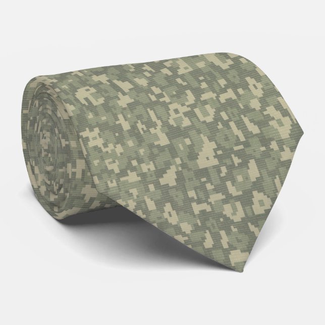 Digital Camo Hunter Military Camouflage Tactical  Neck Tie (Rolled)