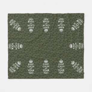 Digital Camo Keep Calm And Your Text Fleece Blanket