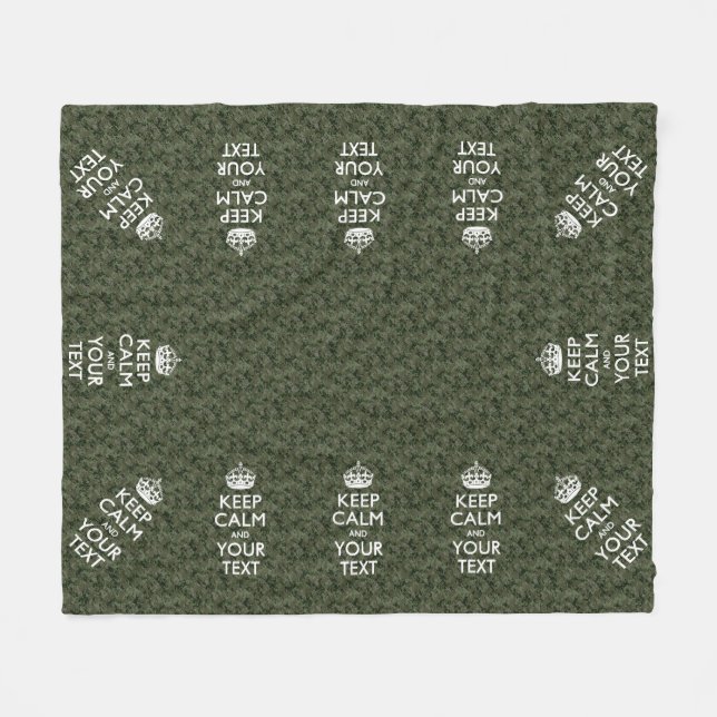 Digital Camo Keep Calm And Your Text Fleece Blanket (Front (Horizontal))