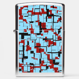 Digital Camo Red Blue Black White Pattern Zippo Lighter
