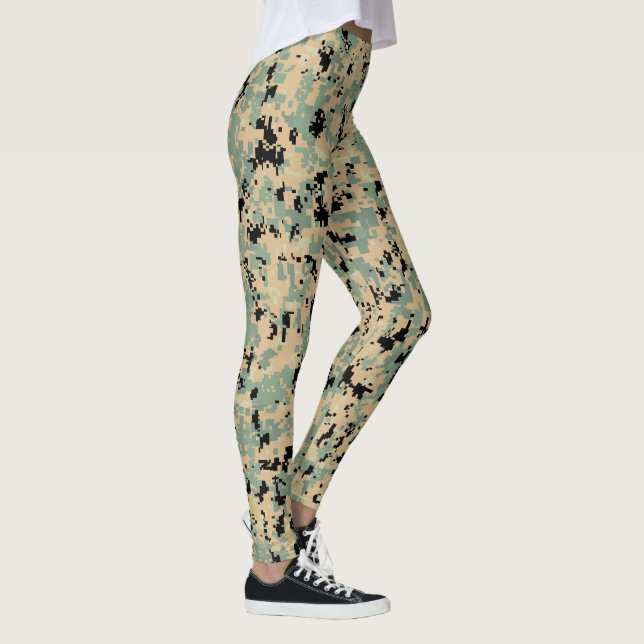 Digital Camo – Tan-Green SM camo pattern Leggings (Right)