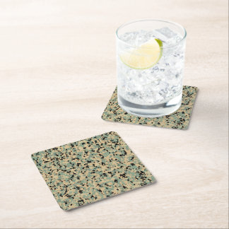 Digital Camo – Tan-Green SM camo pattern Square Paper Coaster