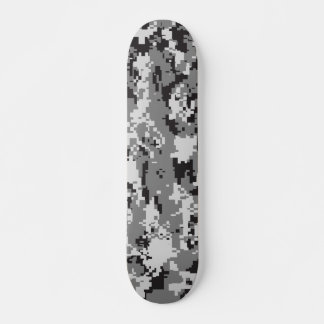 Digital Camouflage Black and White Skateboard Deck