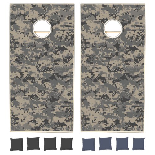 Digital camouflage military army pixel camo print cornhole set