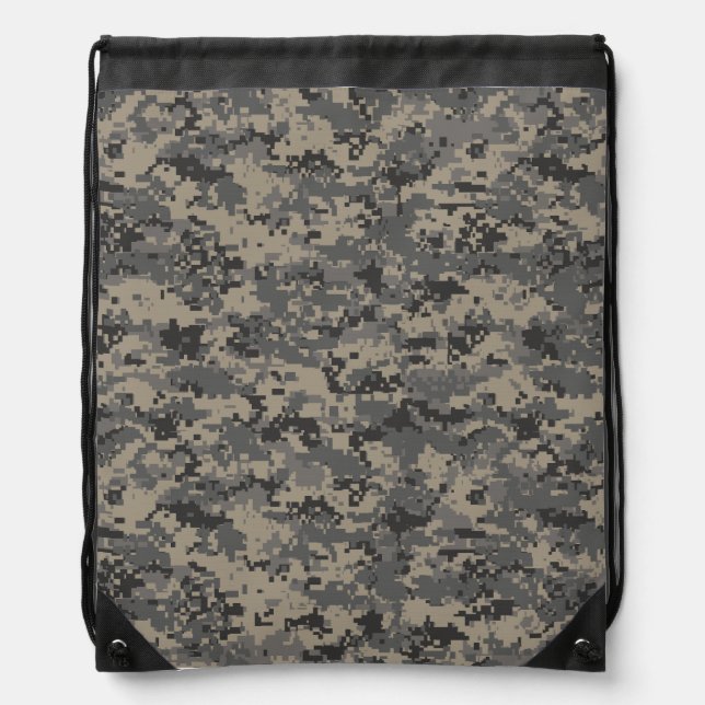 Digital camouflage military army pixel camo print drawstring bag (Front)