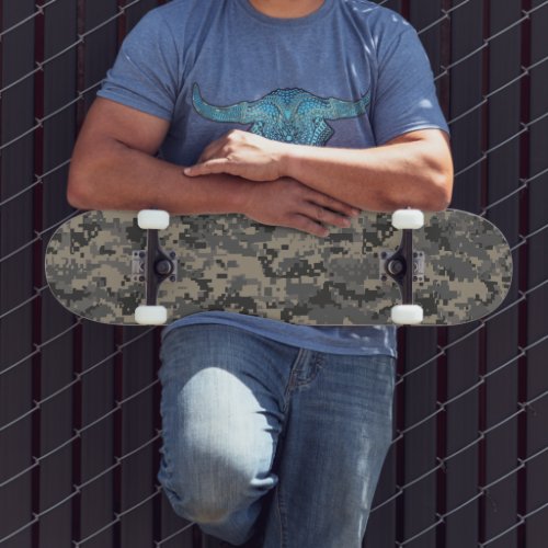 Digital camouflage military army pixel camo print skateboard