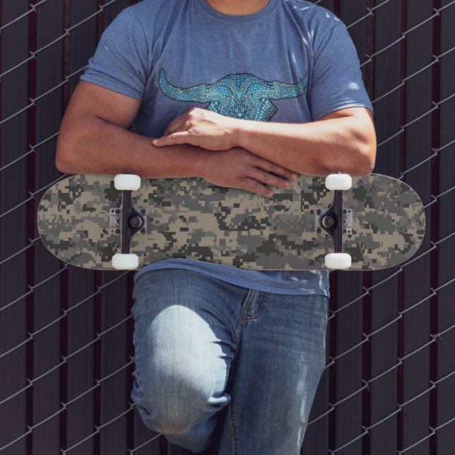 Digital camouflage military army pixel camo print skateboard (Outdoor 3)