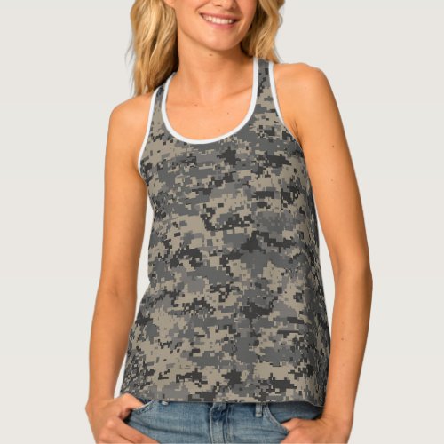 Digital camouflage military army pixel camo print tank top