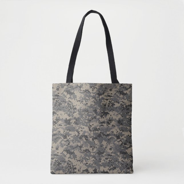 Digital camouflage military army pixel camo print tote bag (Front)