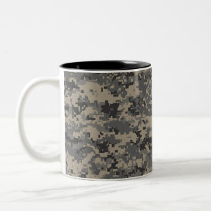 Digital camouflage military army pixel camo print Two-Tone coffee mug