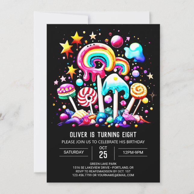 Digital Candyland Dreamland Birthday Invitation (Front)