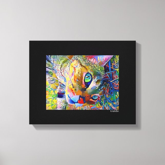 Digital Cat Art Wrapped Canvas Print (Front)