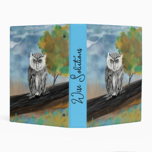 Digital Charcoal Owl in Tree Mini Binder