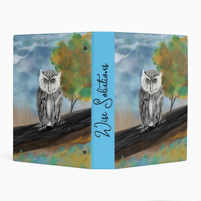 Digital Charcoal Owl in Tree Mini Binder (Background)