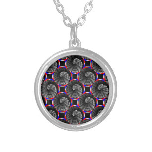 Digital Checker Yin Yang by Kenneth Yoncich Silver Plated Necklace