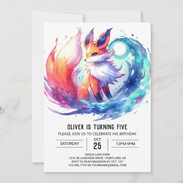  Digital Chic Fox Birthday Invitation (Front)